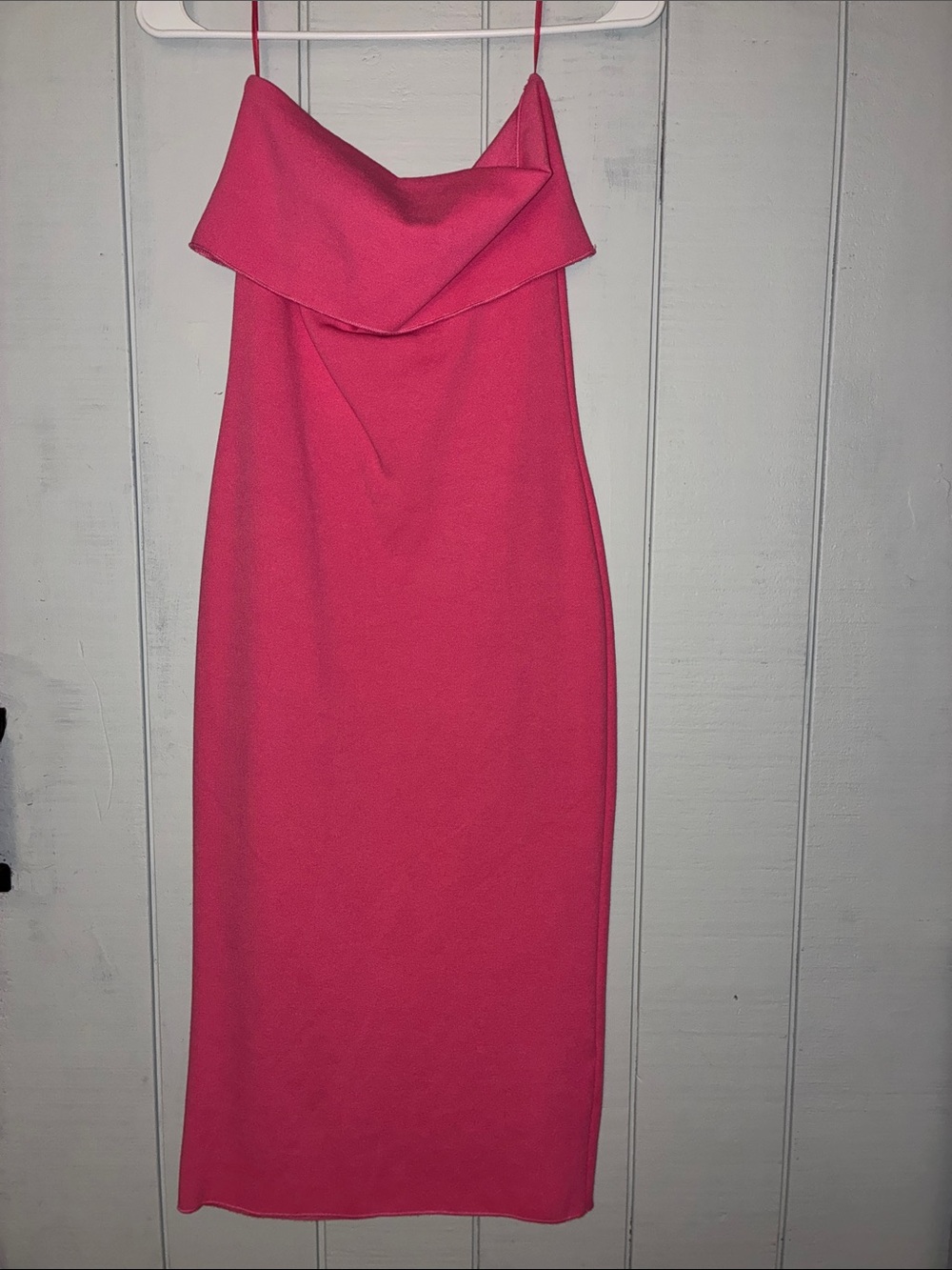 Zara Hot Pink Fold-Over Neck Midi Dress